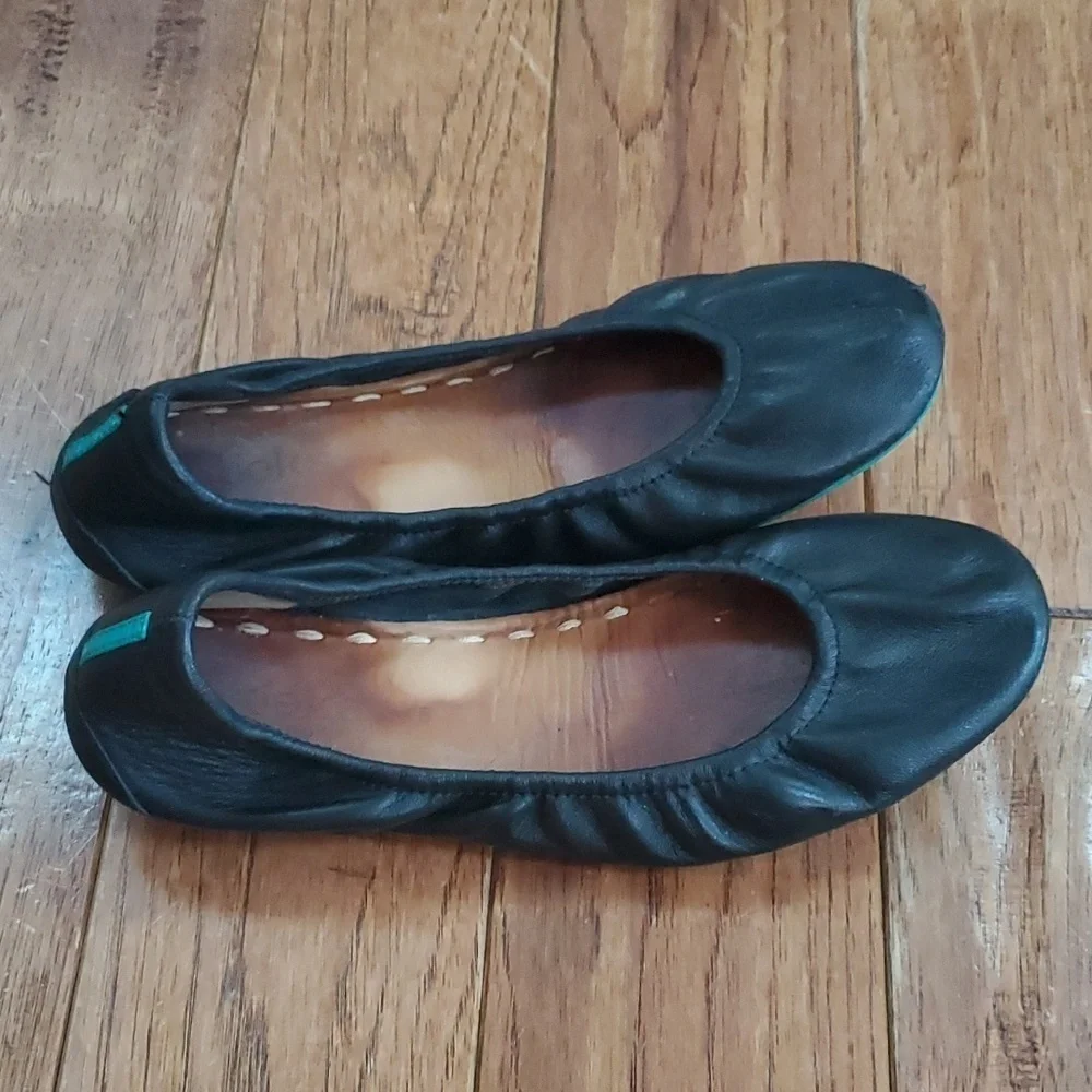 Tieks black round toe foldable flats